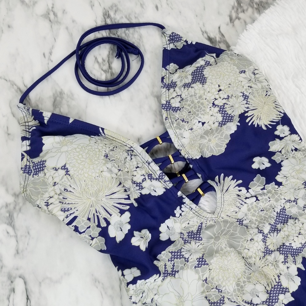 Ibiza swim metallic floral one piece swimsuit